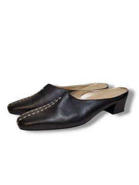 David Tate Melody Black Leather Mules Size 7N